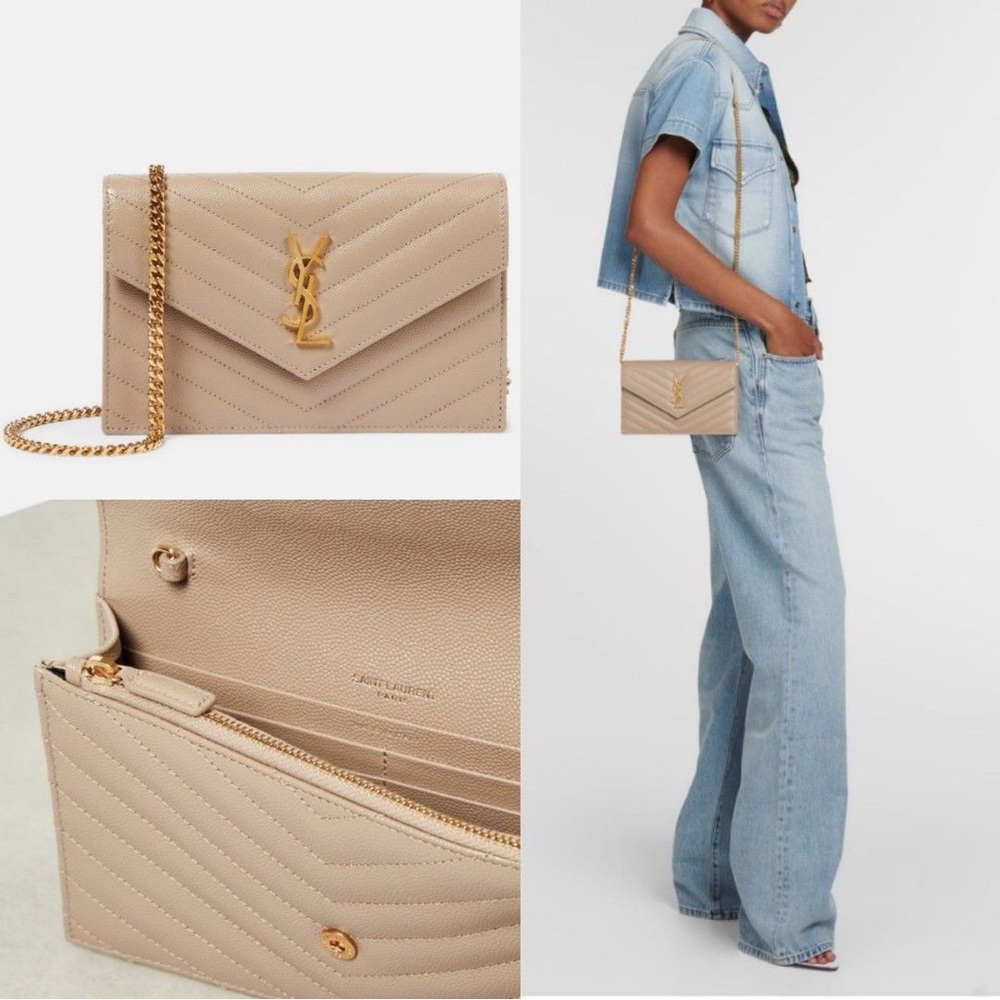 Saint Laurent Tan Quilted Crossbody Bag